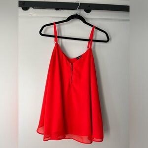 Flowy red top with zipper